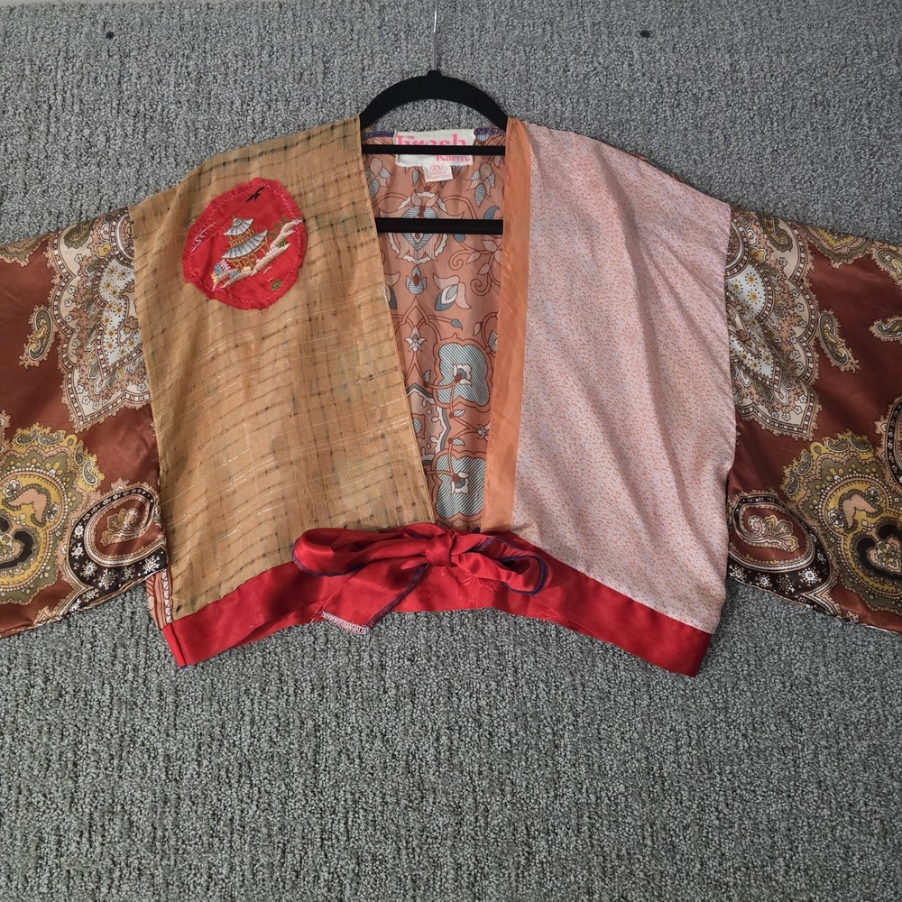 FRESH KARMA Tie Halter Top Kimono Festival Hippie Boho Size M Flawed